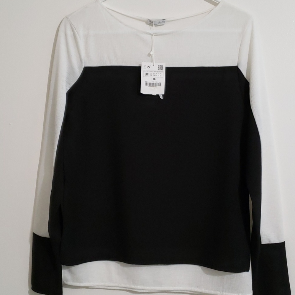 Zara black/white blouse, new, never worn